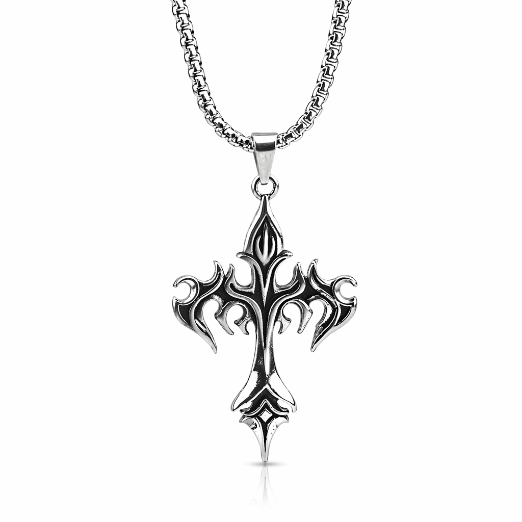 Fiery Gothic Cross Pendant Necklace Default