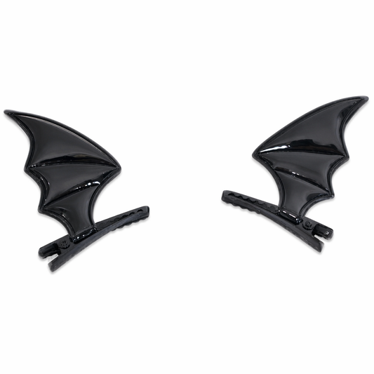 Bat Shaped Hair Clips - Plastic Black