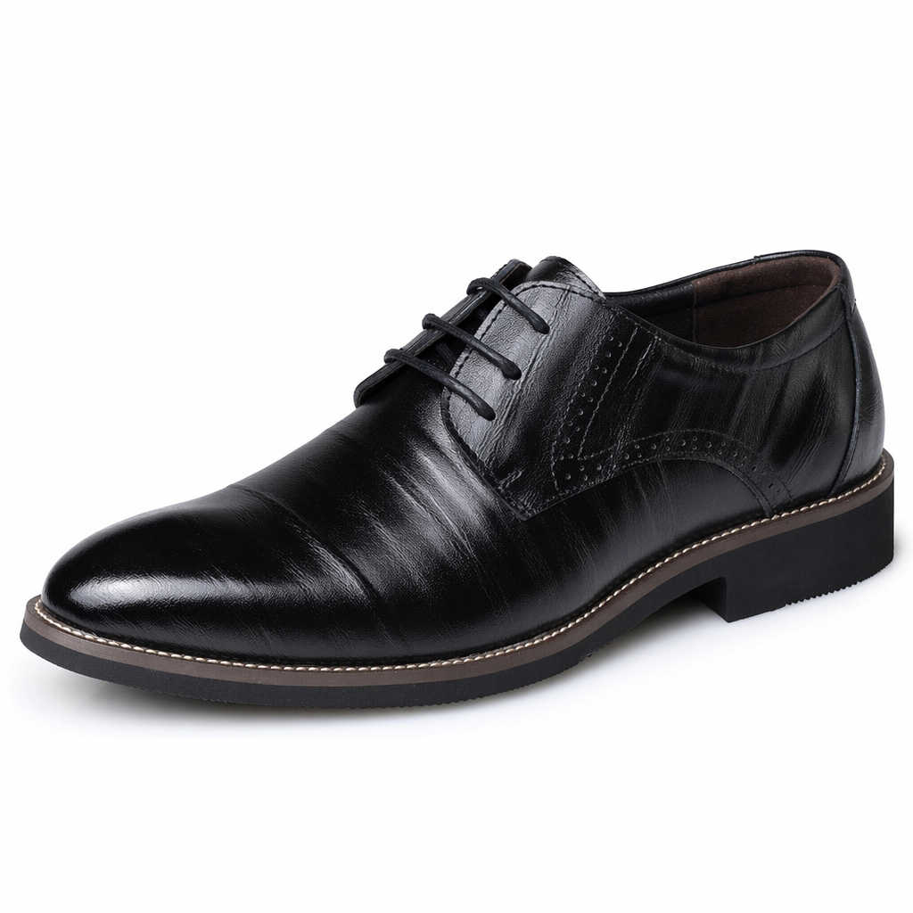 Leather Oxford Shoes for Men's Semi-Formal Attire Black