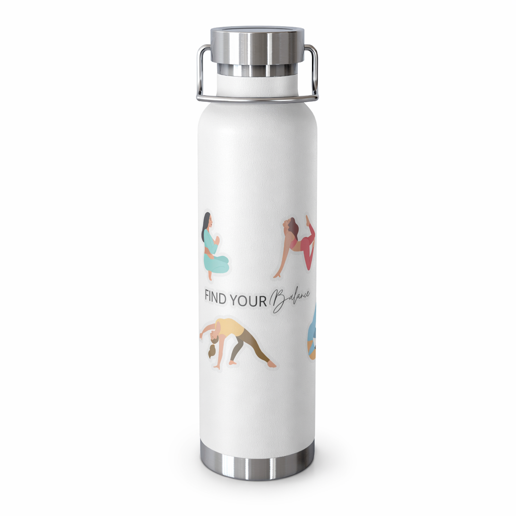 Discover Equilibrium: 22oz Thermos Bottle for Yoga Poses White