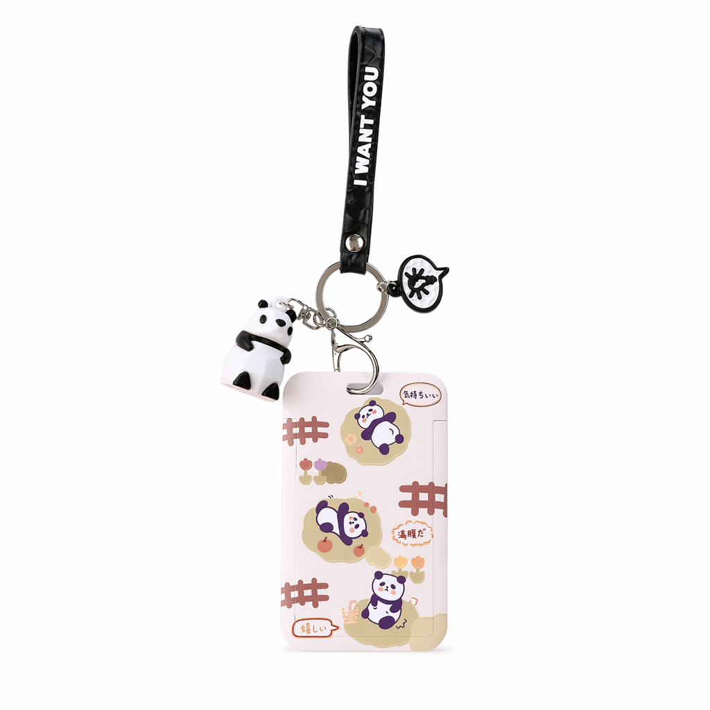 Panda Badge Holder with Wristlet and Pendant B