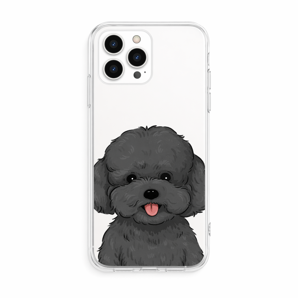 Cute Poodle Phone Case with Protection Black