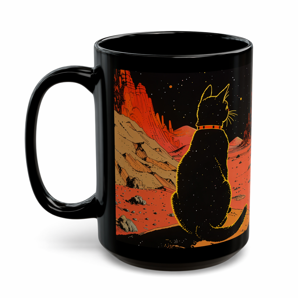 Cat Space Retro Coffee Mug Default