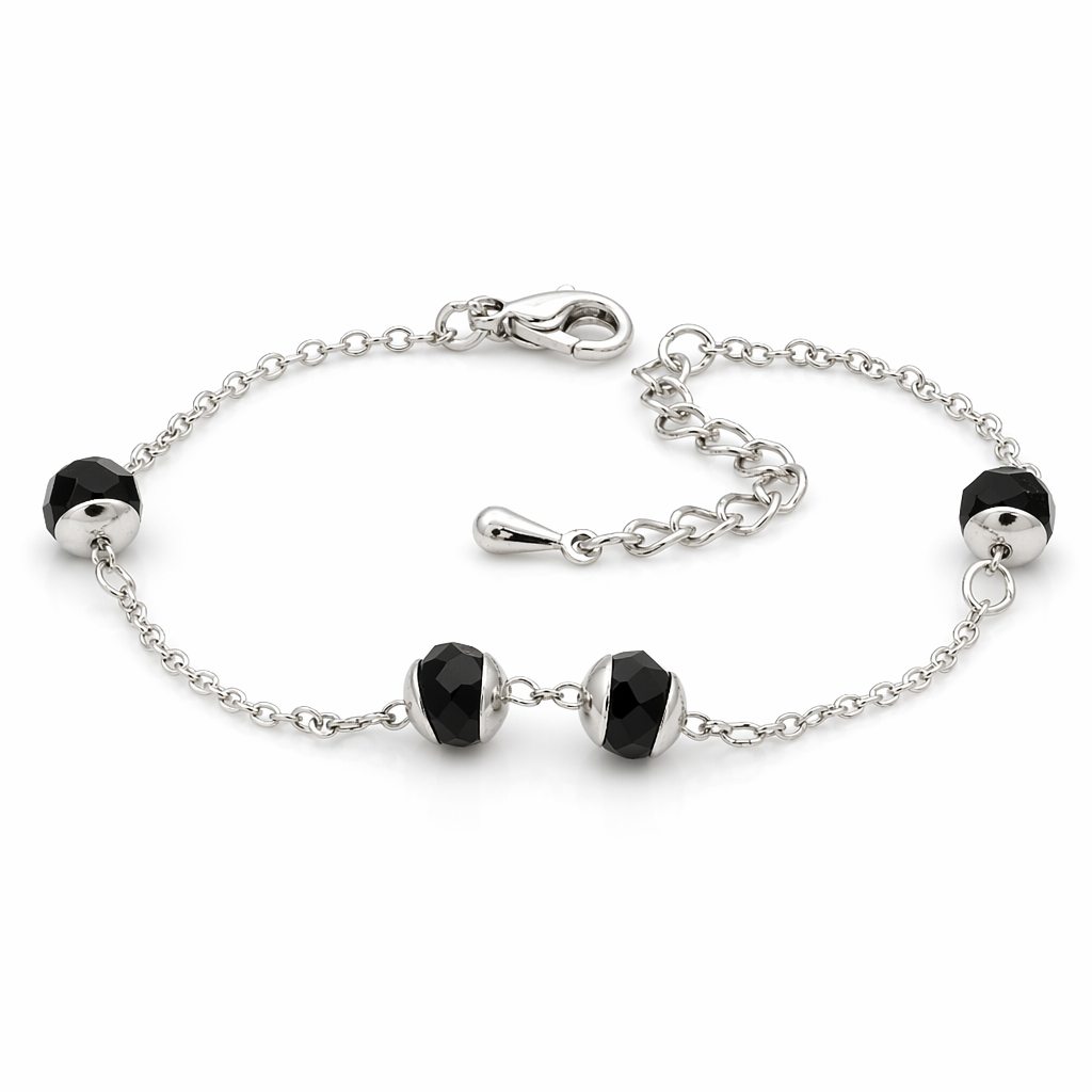 Crystal-Embellished Gold Chain Bracelet - Camila Silver