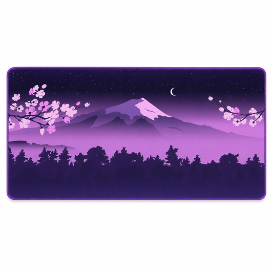 RGB Purple Mouse Pad Featuring Japanese Scenery Default