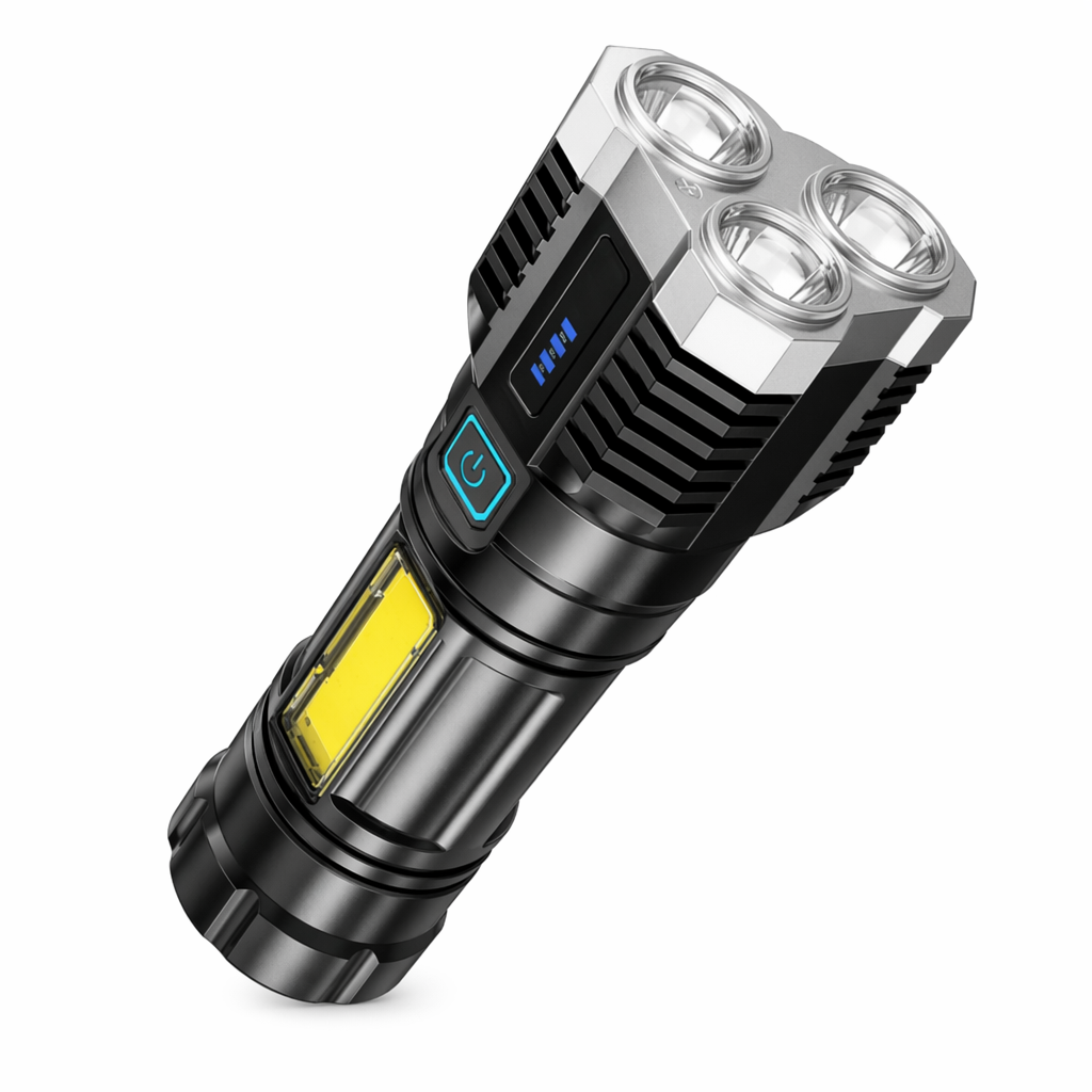 Waterproof LED Flashlight for Outdoor Use with Ultra Bright Side Lamp Default