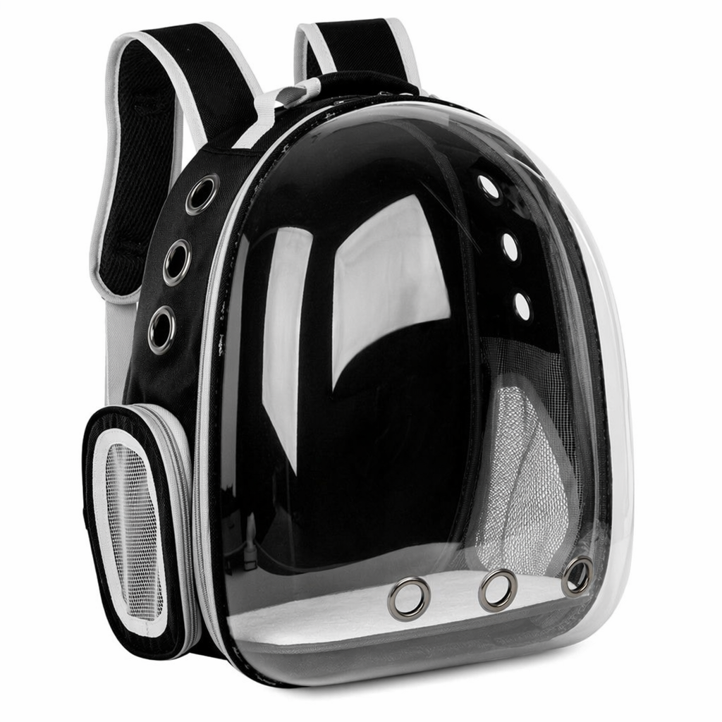 Transparent Pet Carrier with Breathable Design Black without cover