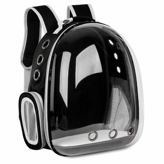 Transparent Pet Carrier with Breathable Design Black without cover