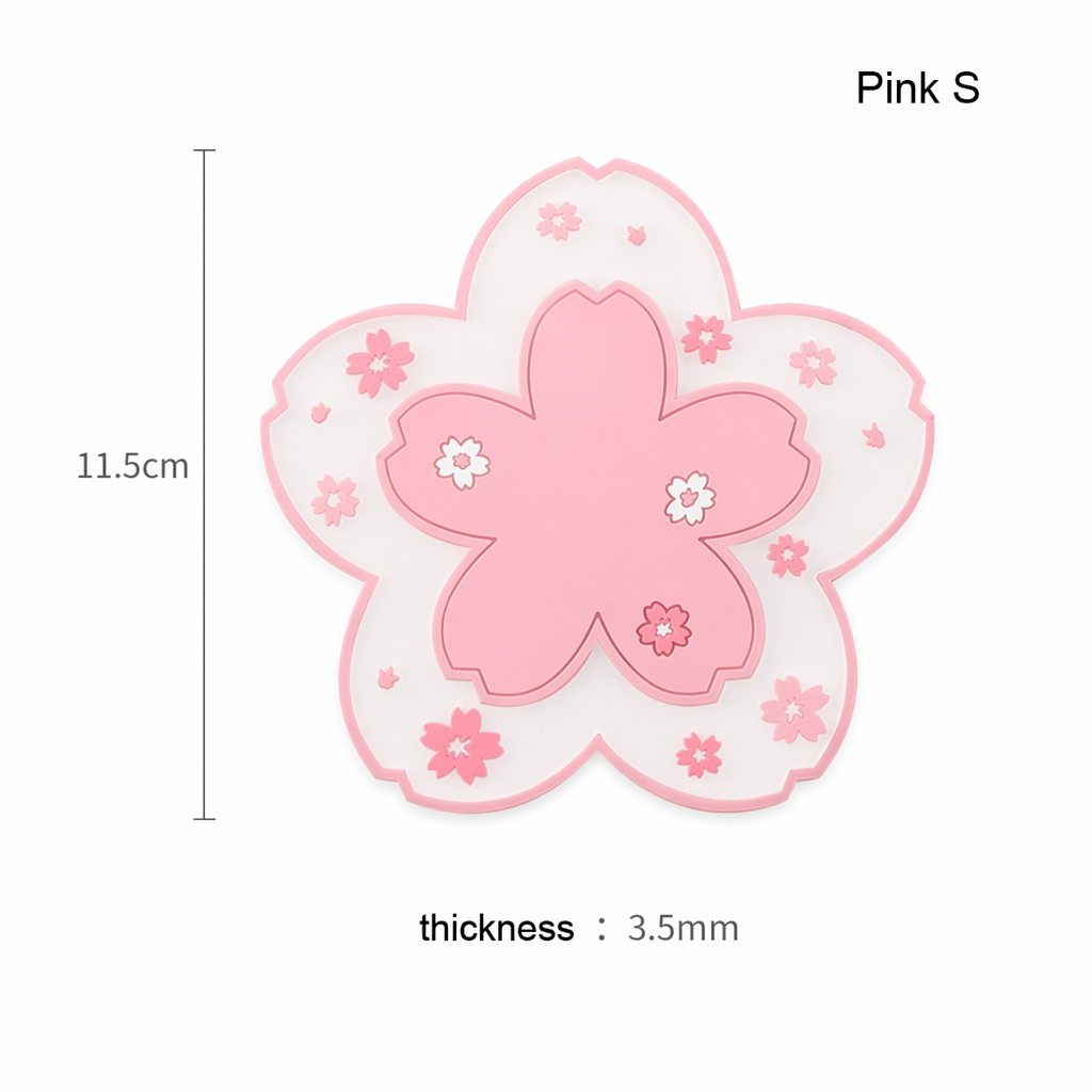 Kawaii Sakura Coffee Coaster - Silicone/Pink/White Pink S