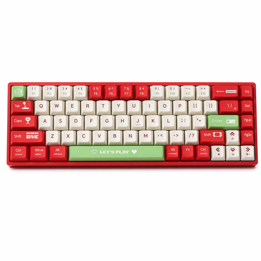 68-Keys Portable Bluetooth Mechanical Keyboard with Dragon Design Red