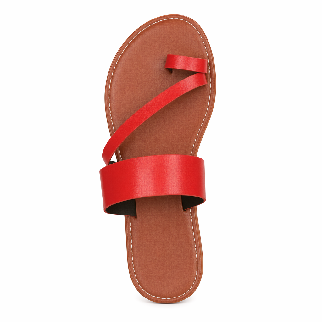 Summer Slippers for Women - Vegan Leather Footwear Red