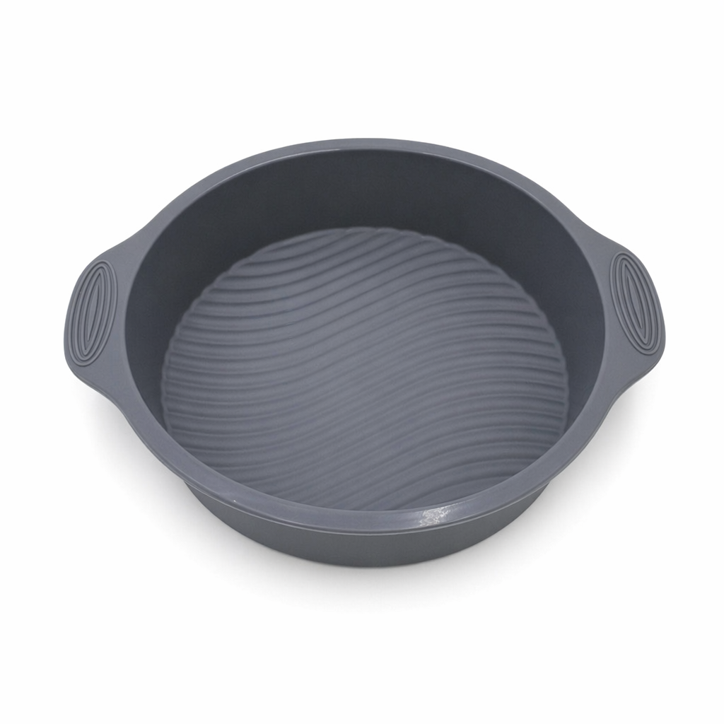 Two Pieces Set of 9-inch Circular Silicone Cake Molds for DIY 3D Cake Shapes Gray