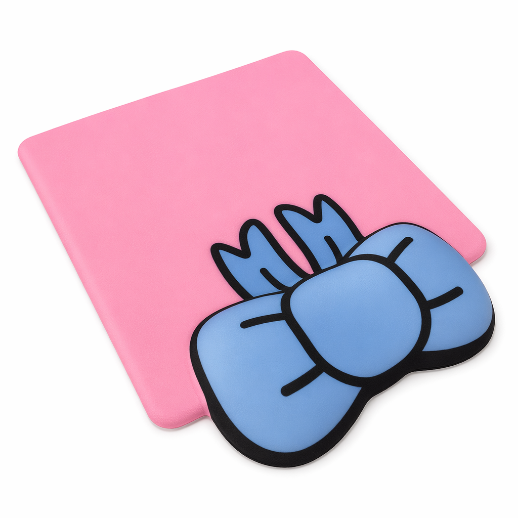 Kawaii Bow Tie Mouse Pad with Wrist Rest Pink