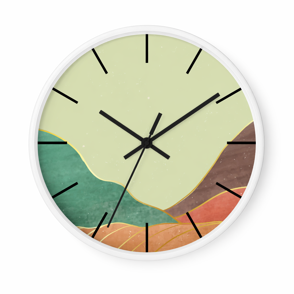 Mountain Serenity Wall Clock White