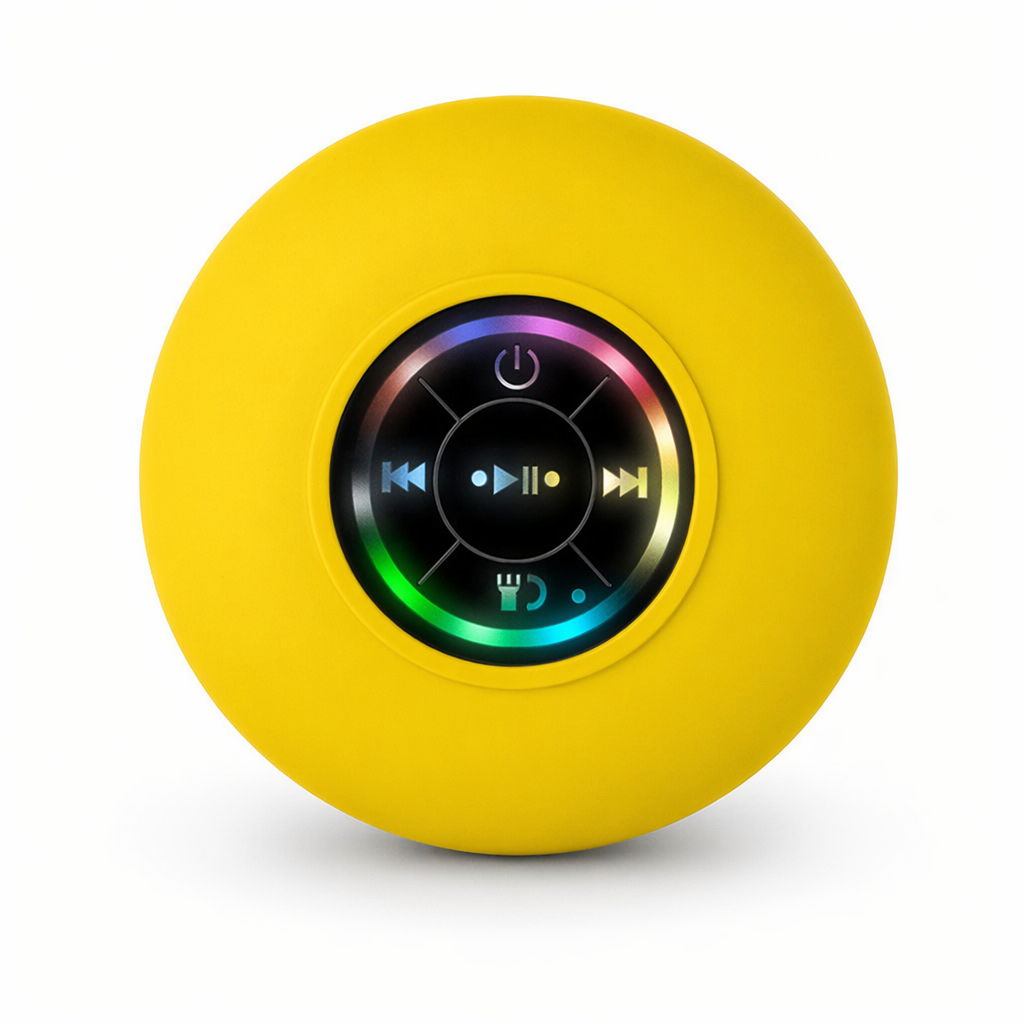 Compact Waterproof Bluetooth Speaker with RGB Lighting Yellow