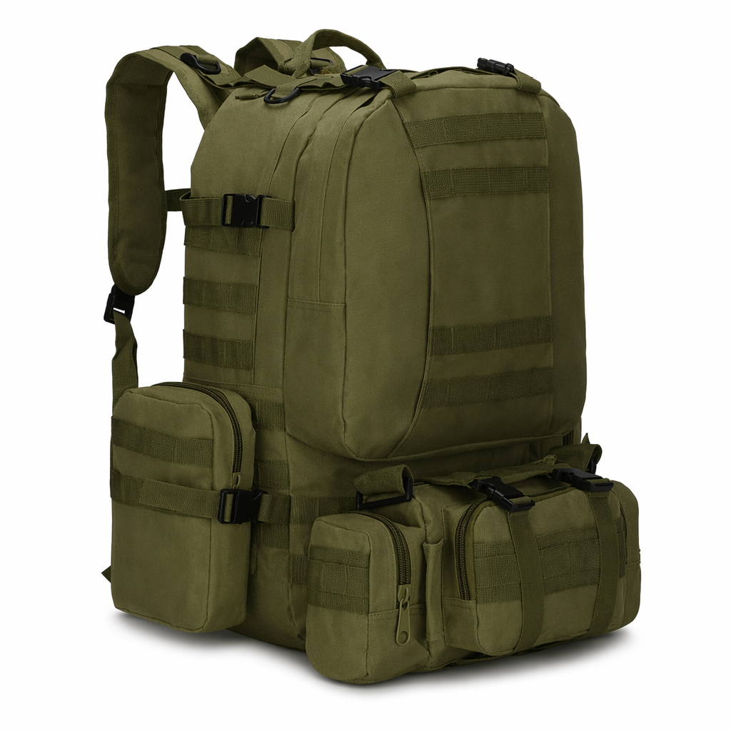Outdoor Military Backpack - 50L, Resistant to Water Army Green