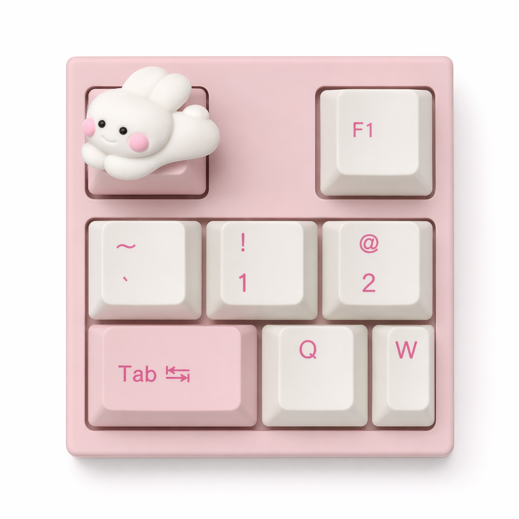 Cartoonish Pink Keycap Design Rabbit