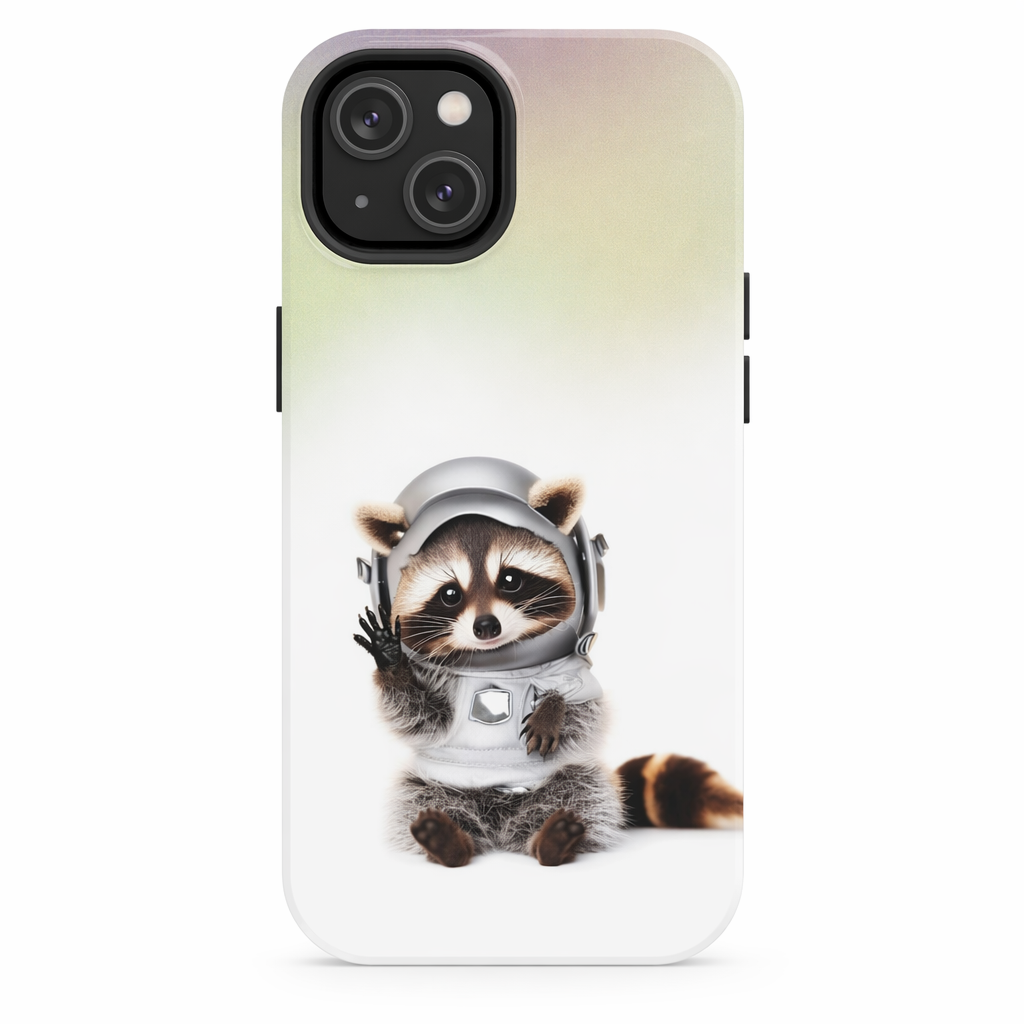Wireless Charging iPhone Case featuring a Playful Raccoon Design Default