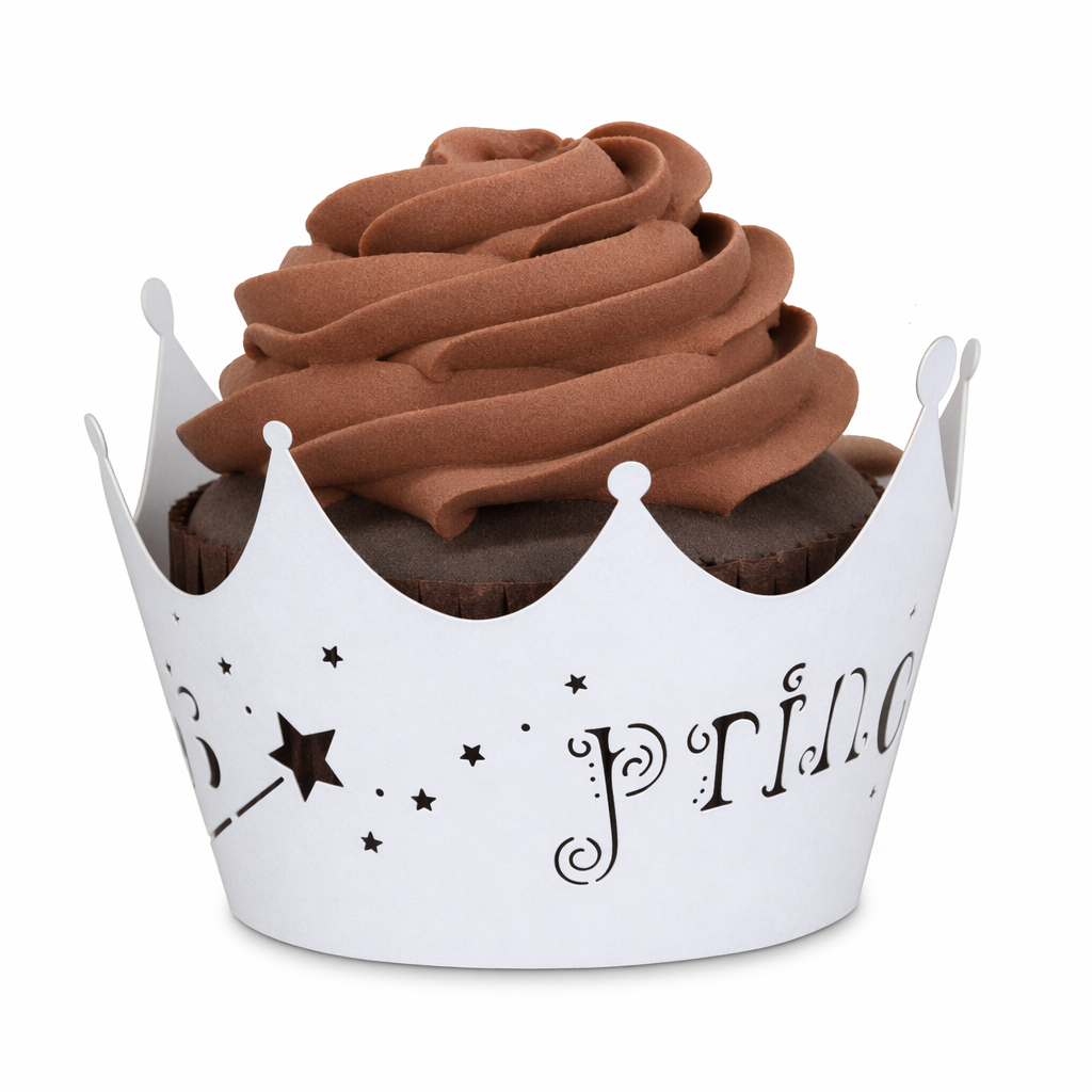 Lace Cupcake Muffin Wrapper - 100 pcs - Imperial Crown Design - Laser Cut White