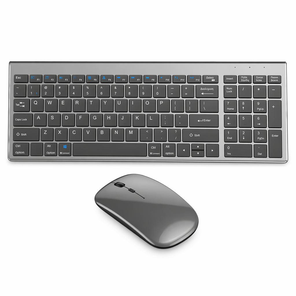 Dual Mode Wireless Ultra Slim Full Size Keyboard and Mouse Set Default