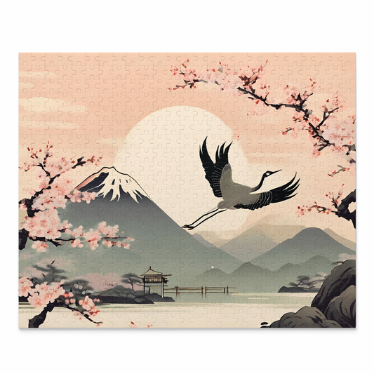 500-Piece Jigsaw Puzzle Featuring Vintage Japanese Artwork of a Crane Default