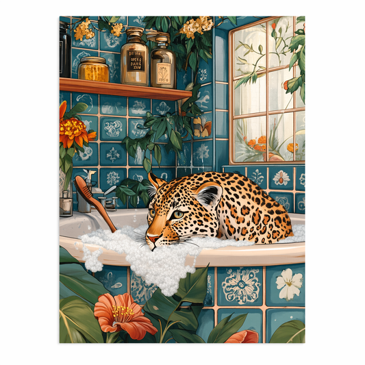 500-Piece Whimsical Leopard Bathing Jigsaw Puzzle Default