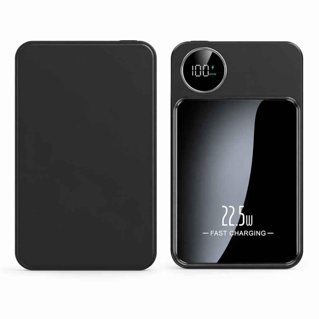 Magnetic Wireless Portable Power Bank - 10000 mAh for iPhone Compatibility Black