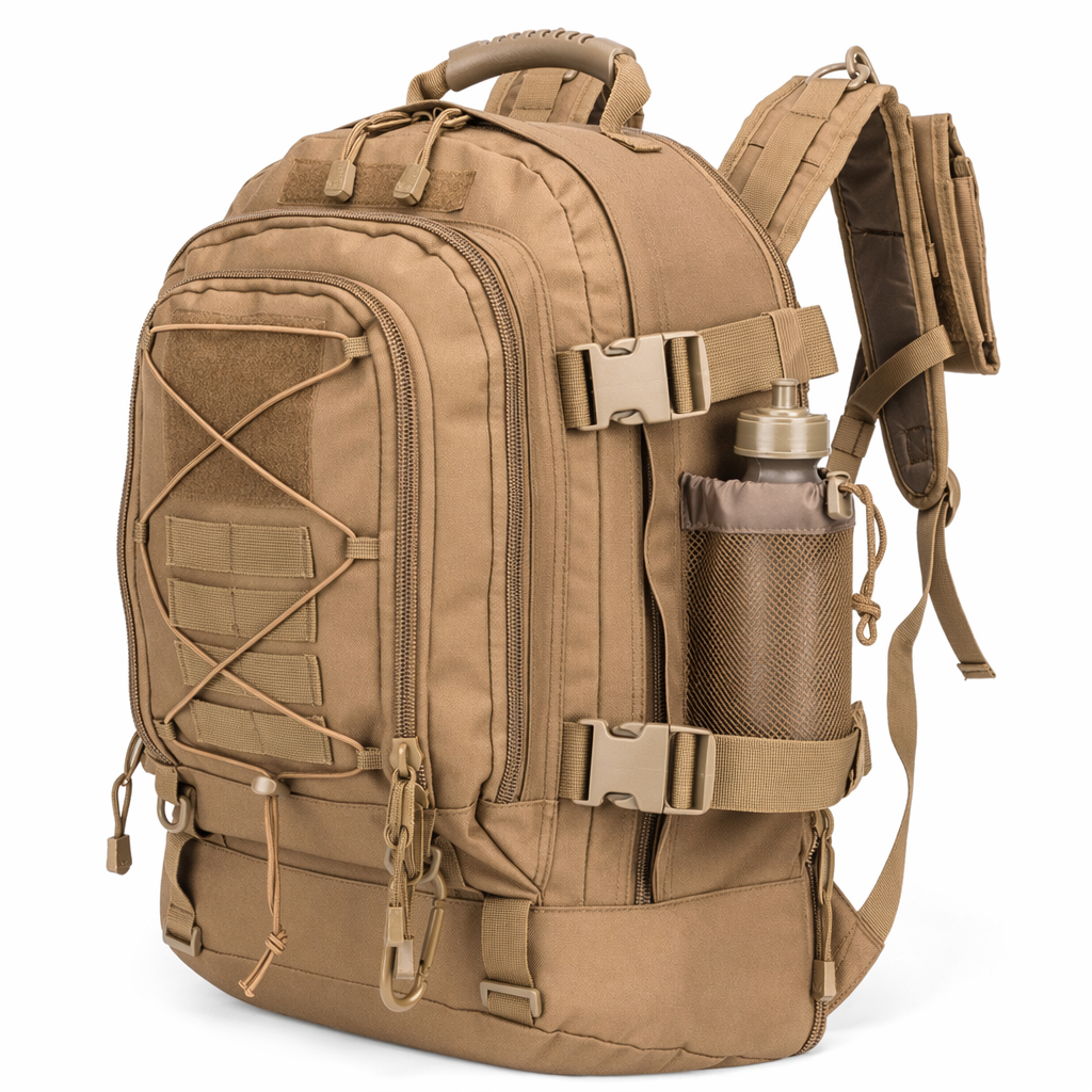 Waterproof Outdoor Backpack with Ample Storage Capacity for Camping Coyote