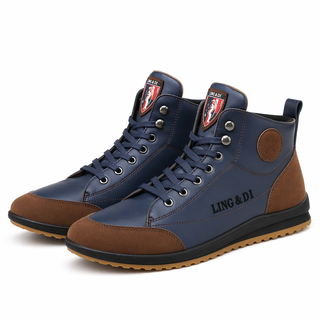 Leisure Men's Lace-Up Sneaker Boots Blue
