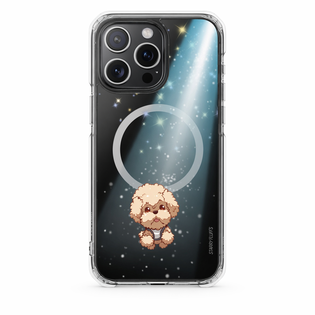 Pookie the Poodle - Luminous Canine Floating in Space Transparent Magnetic Phone Case for iPhone Collection Default
