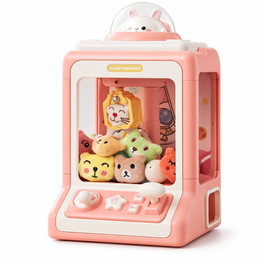 Compact Animated Entertainment Claw Game Device Pink