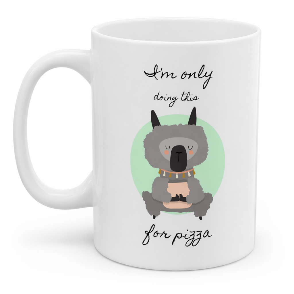 Only Doing This for Pizza Llama Yoga Mug Default