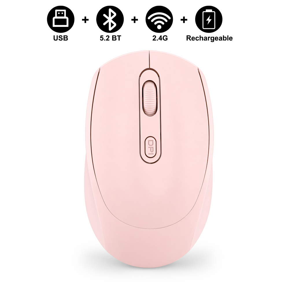 Vibrant High-Resolution Wireless Mouse with Dual Modes Pink