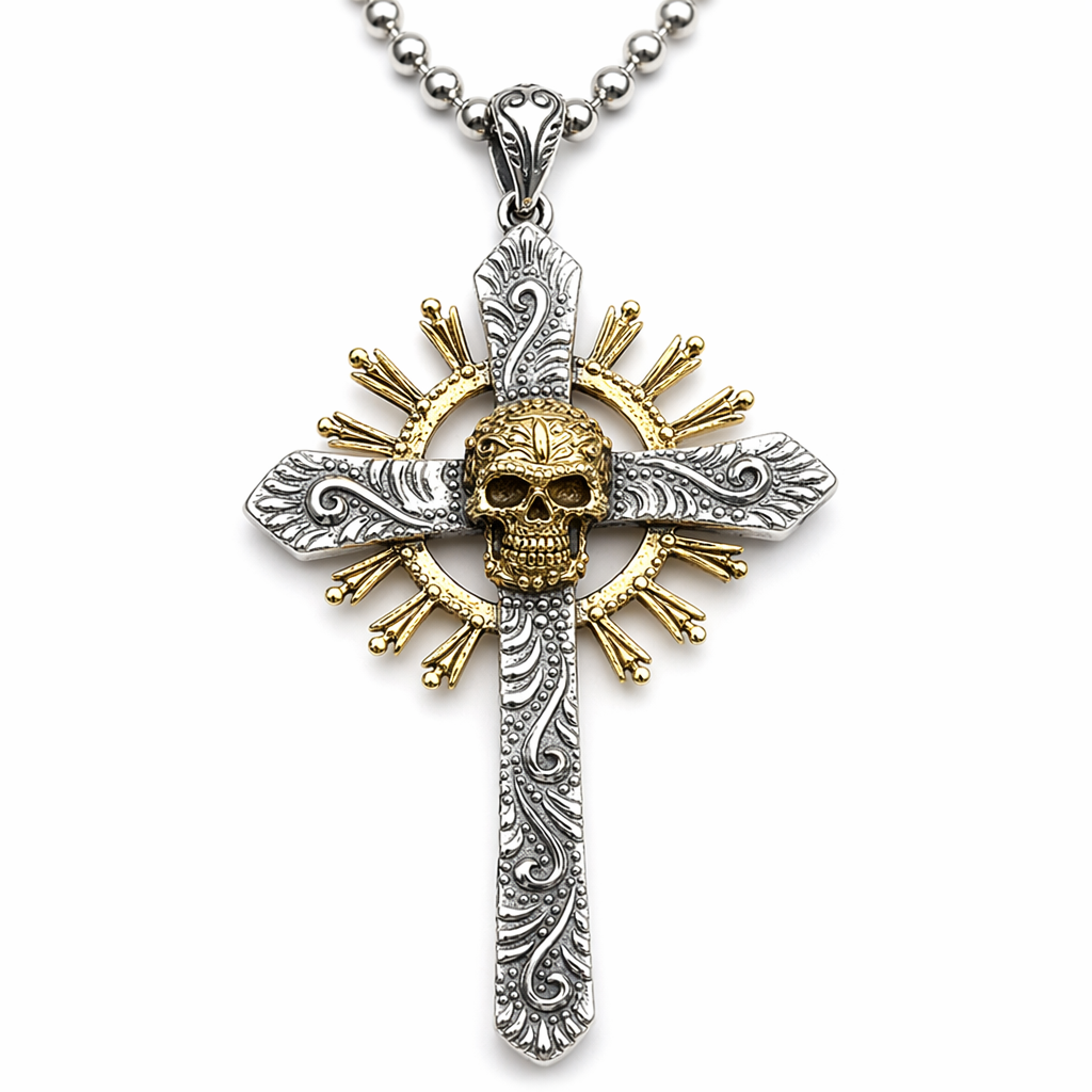 Dual Color Skeleton Cross Pendant Default