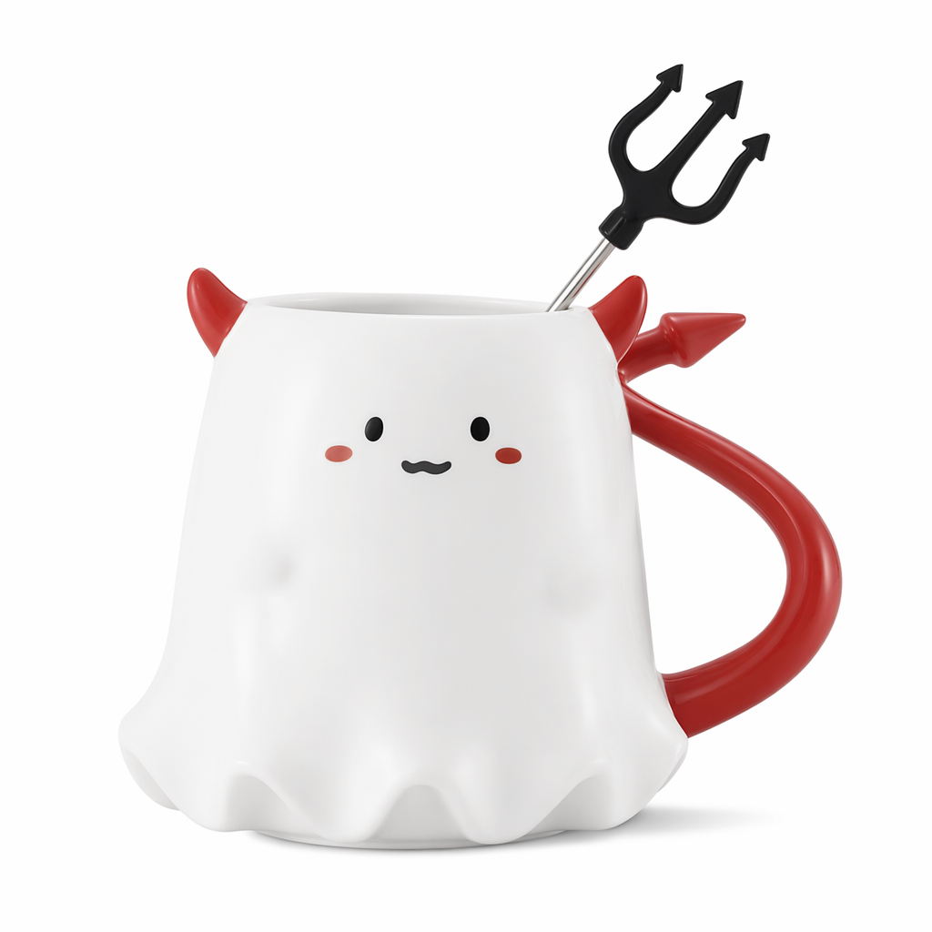 Ceramic Halloween Ghost Mug - Delightful Mug with spoon