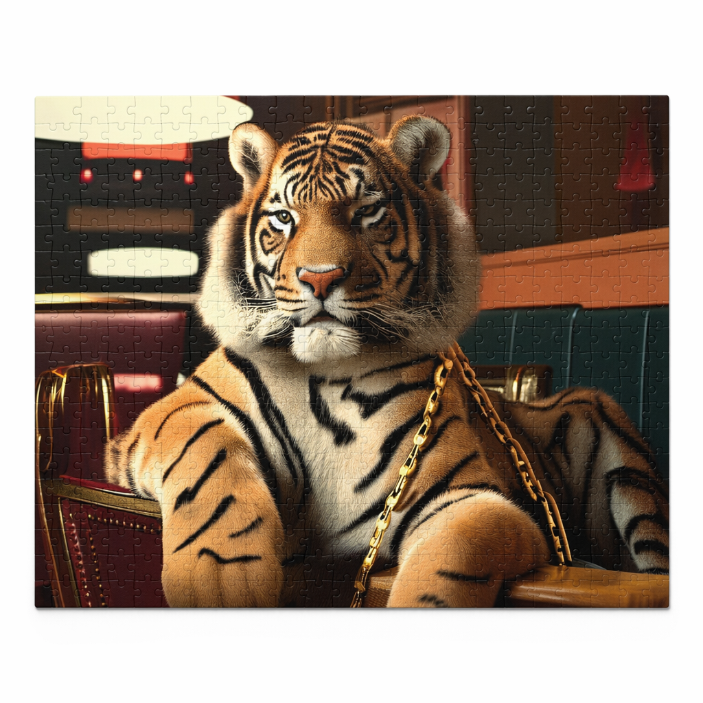 500-Piece Jigsaw Puzzle Featuring Vintage Tiger in Restaurant Default