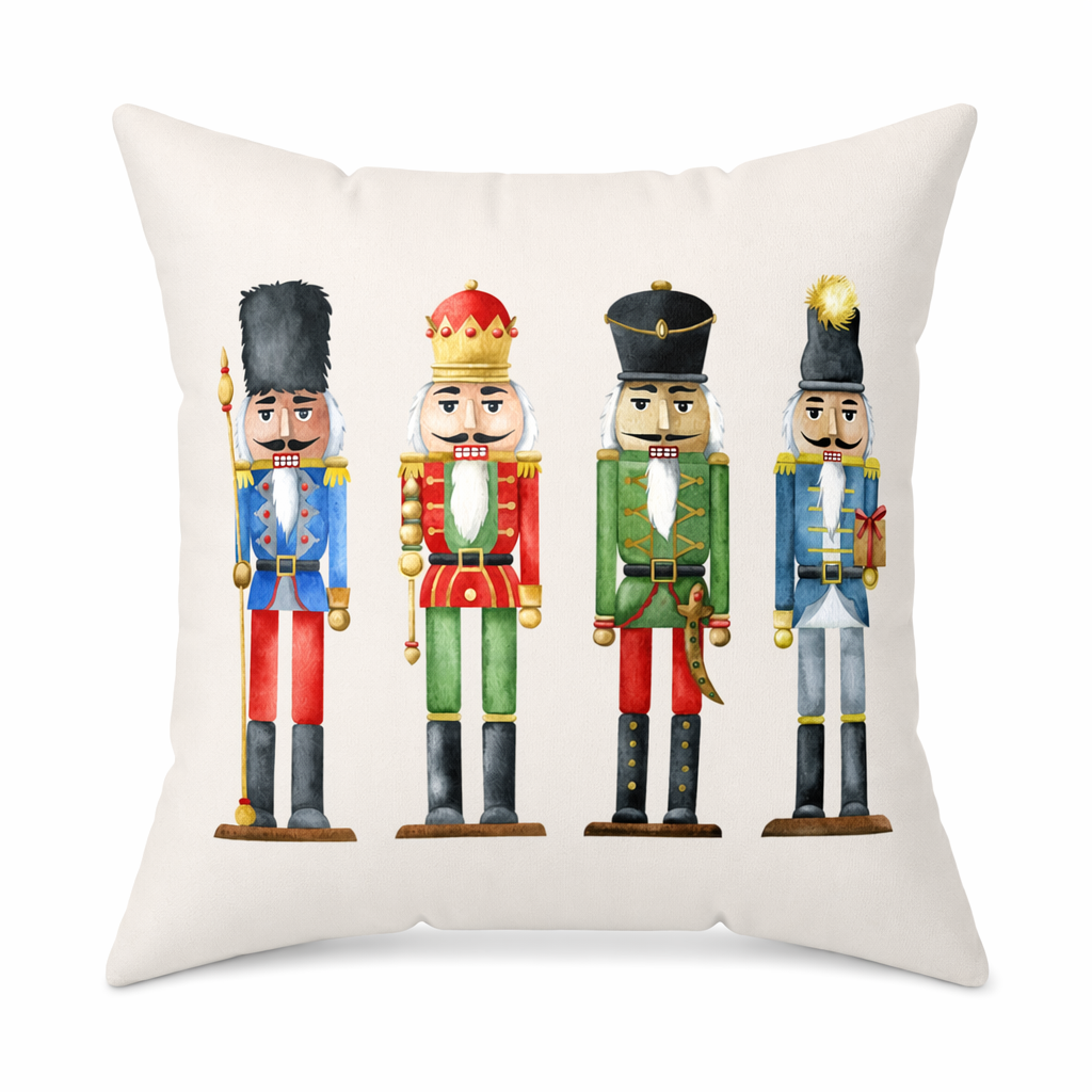 Faux Suede Holiday Nutcracker Toy Soldiers Pillow Default