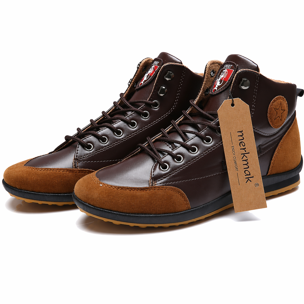 Leisure Men's Lace-Up Sneaker Boots Dark Brown