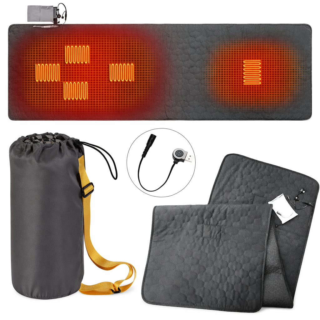 Heated USB Portable Camping Mat for Outdoor Sleeping Gray
