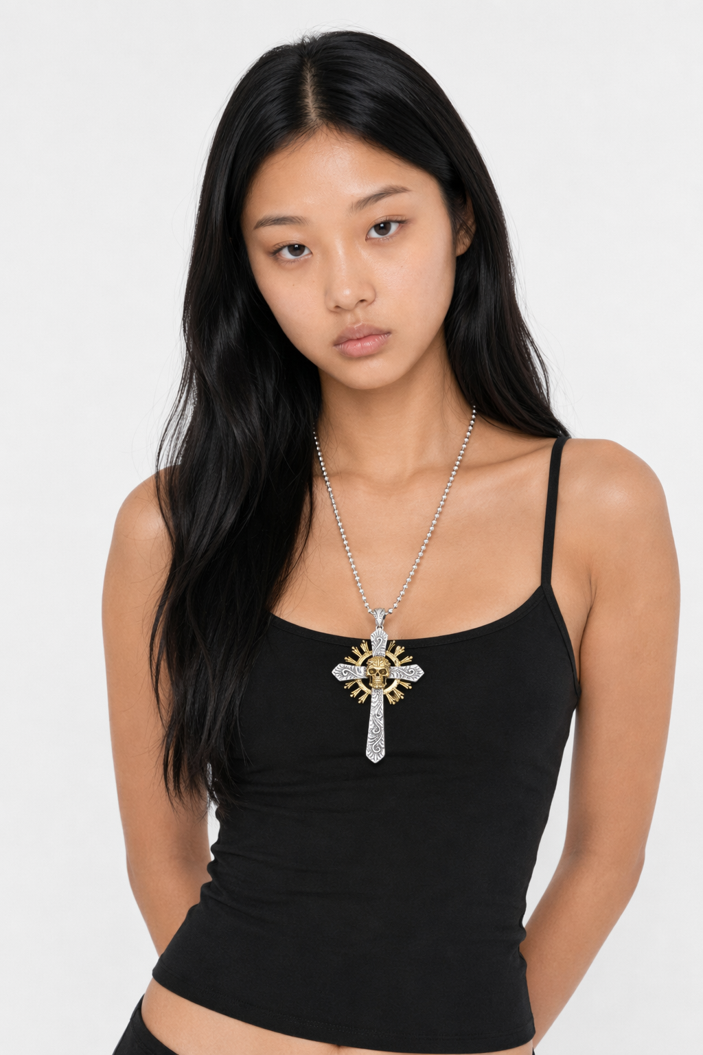 Dual Color Skeleton Cross Pendant Default