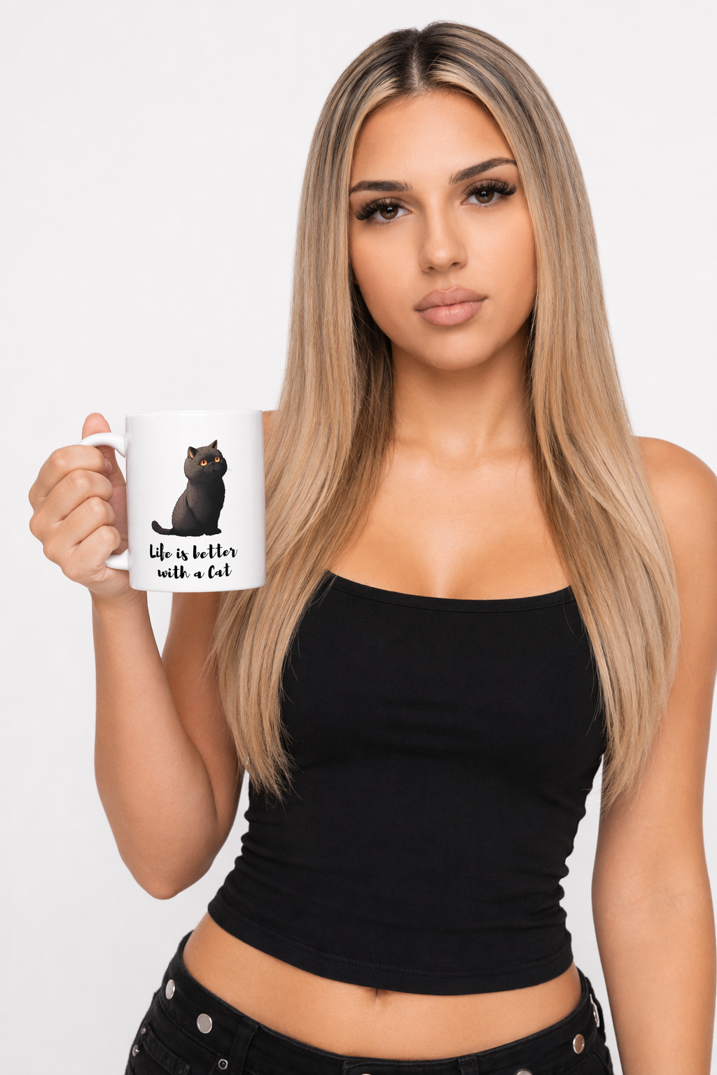 Life is Enhanced with a Feline Mug Default