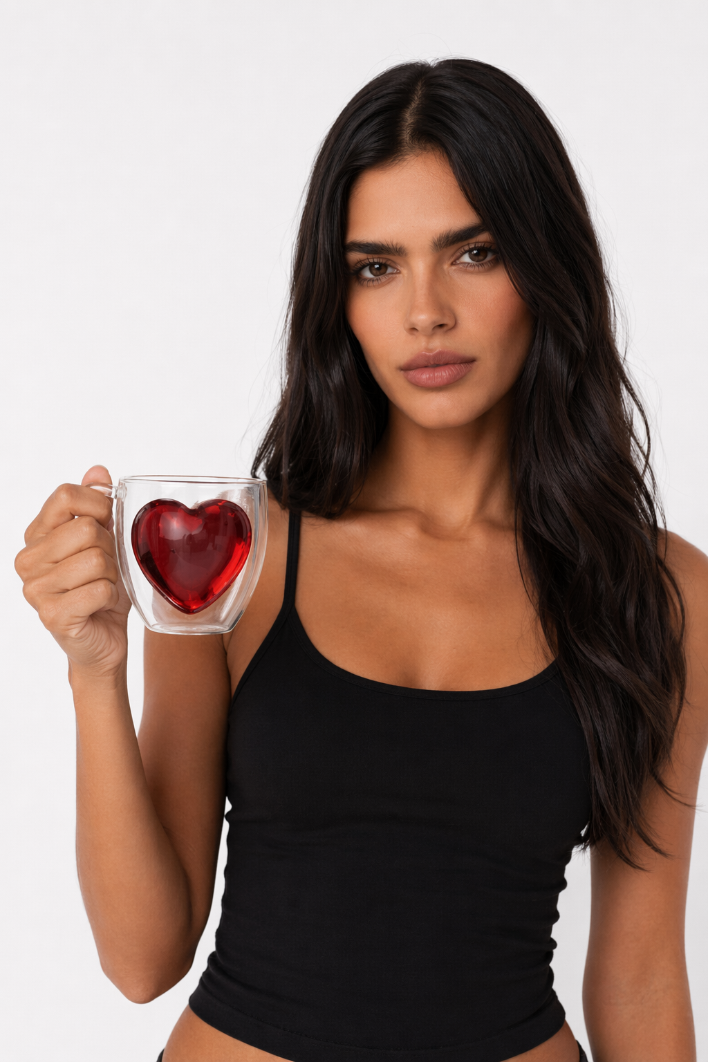 Heart Glass Cup with Double Wall Default