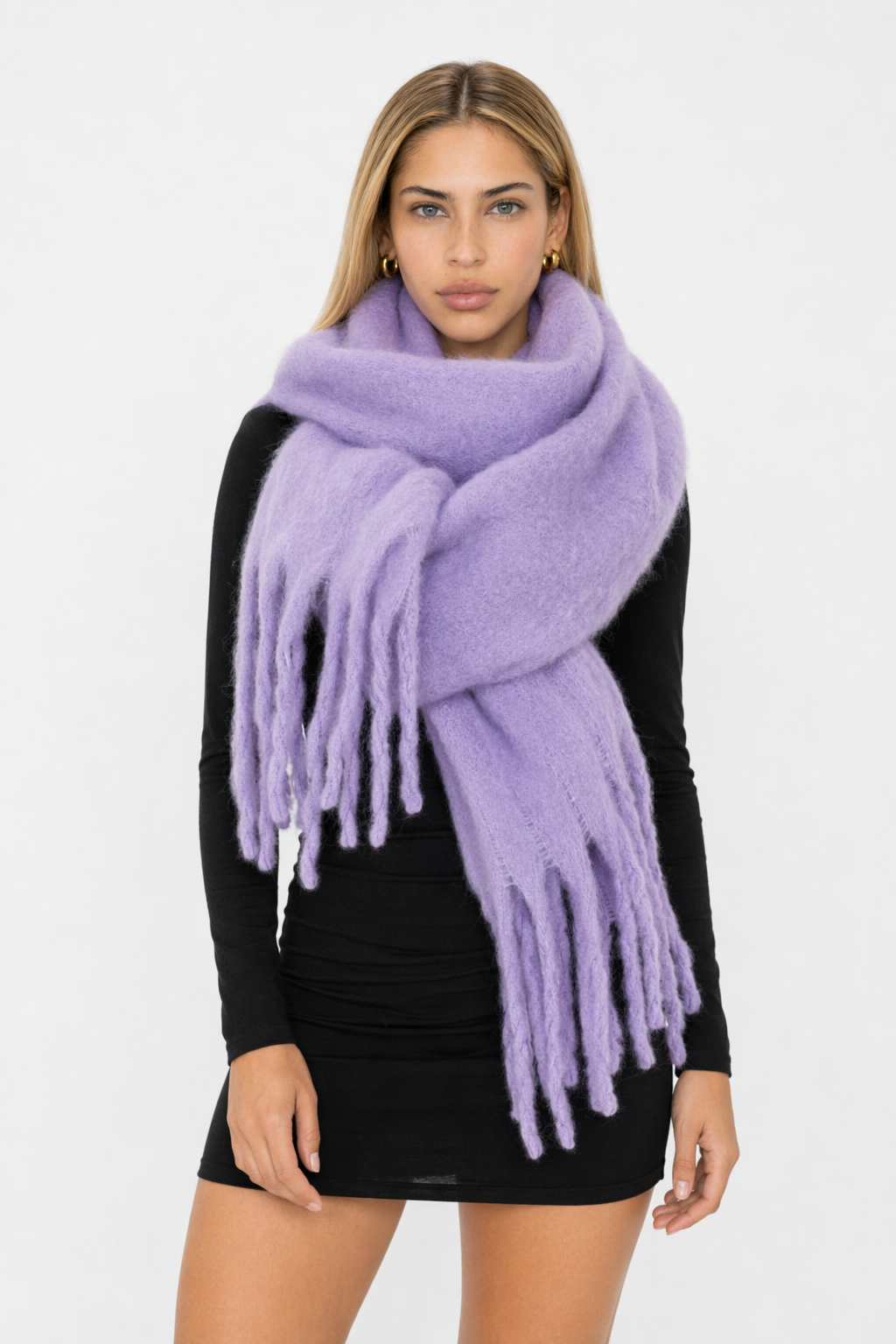 Thick and Cozy Wrap Scarf Purple