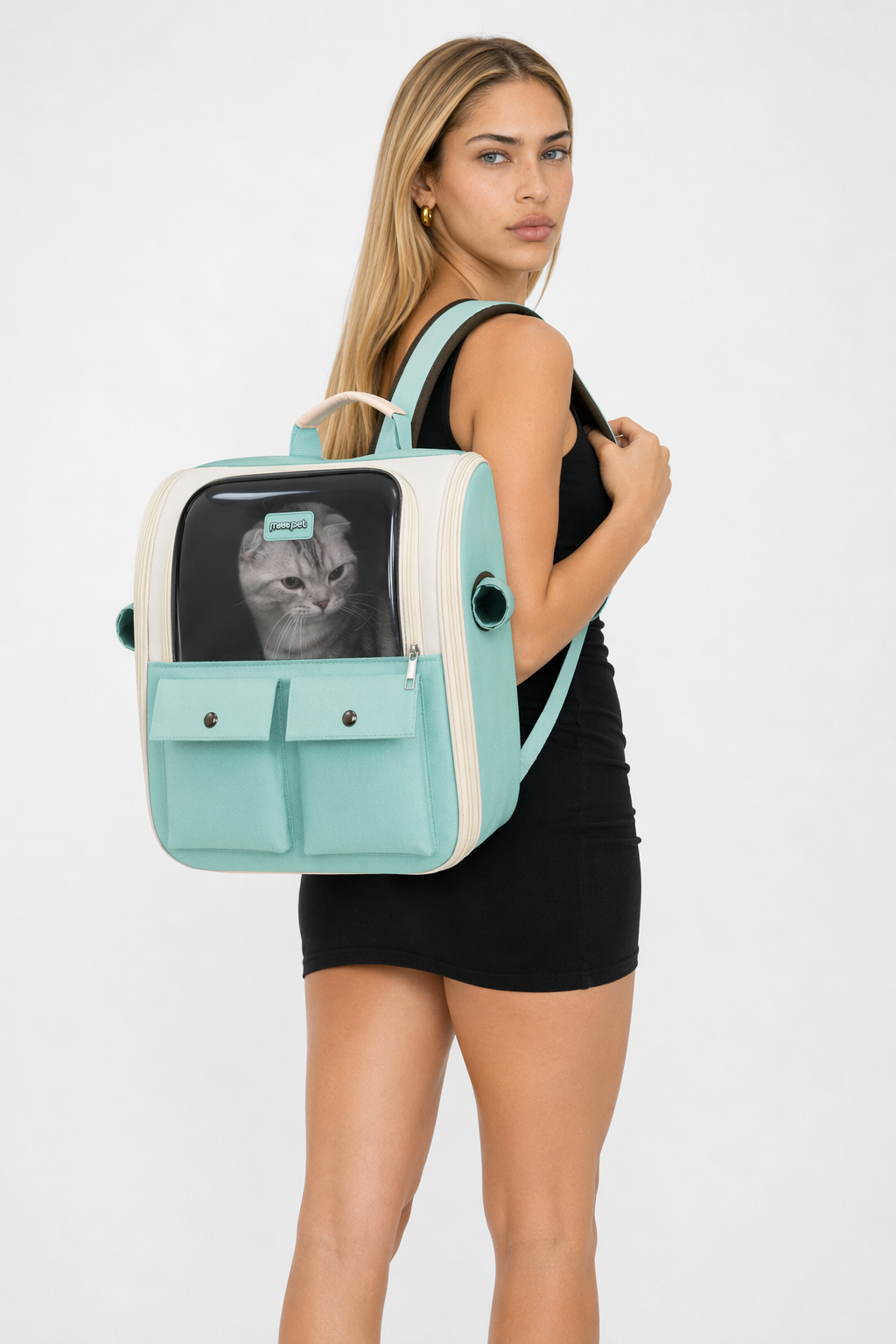 Breathable Travel Backpack for Pets Green