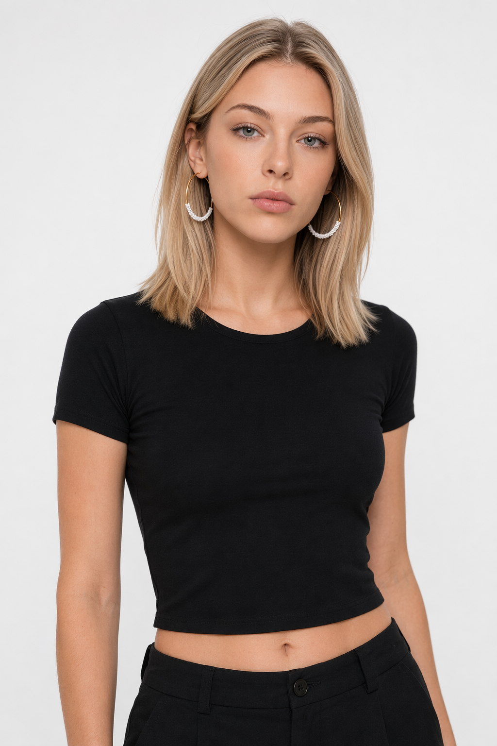 Vibrant Beaded Circular Hoop Earrings White