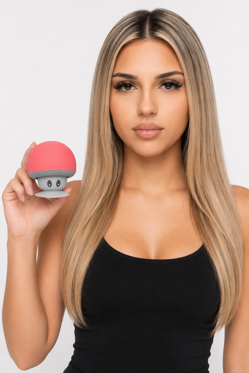Suction Cup Mushroom Bluetooth Speakers with Wireless Portability and Integrated Microphone Red