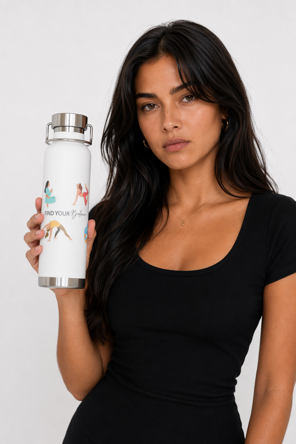 Discover Equilibrium: 22oz Thermos Bottle for Yoga Poses White
