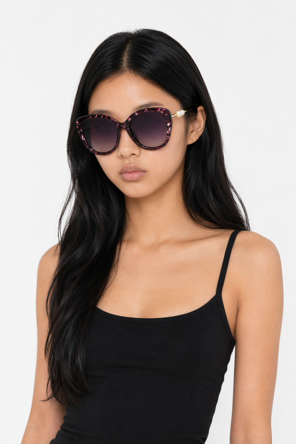 Pearl-Embellished Marble Sunglasses for Women Default