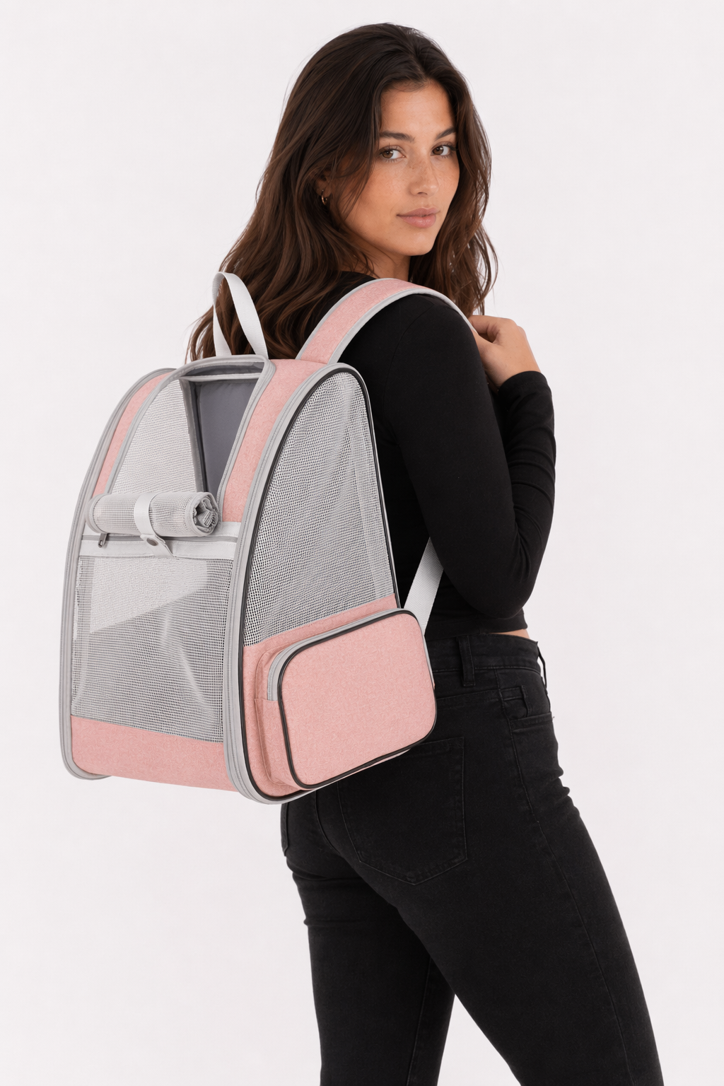 Pet Travel Backpack - Airy and Ventilated Pink