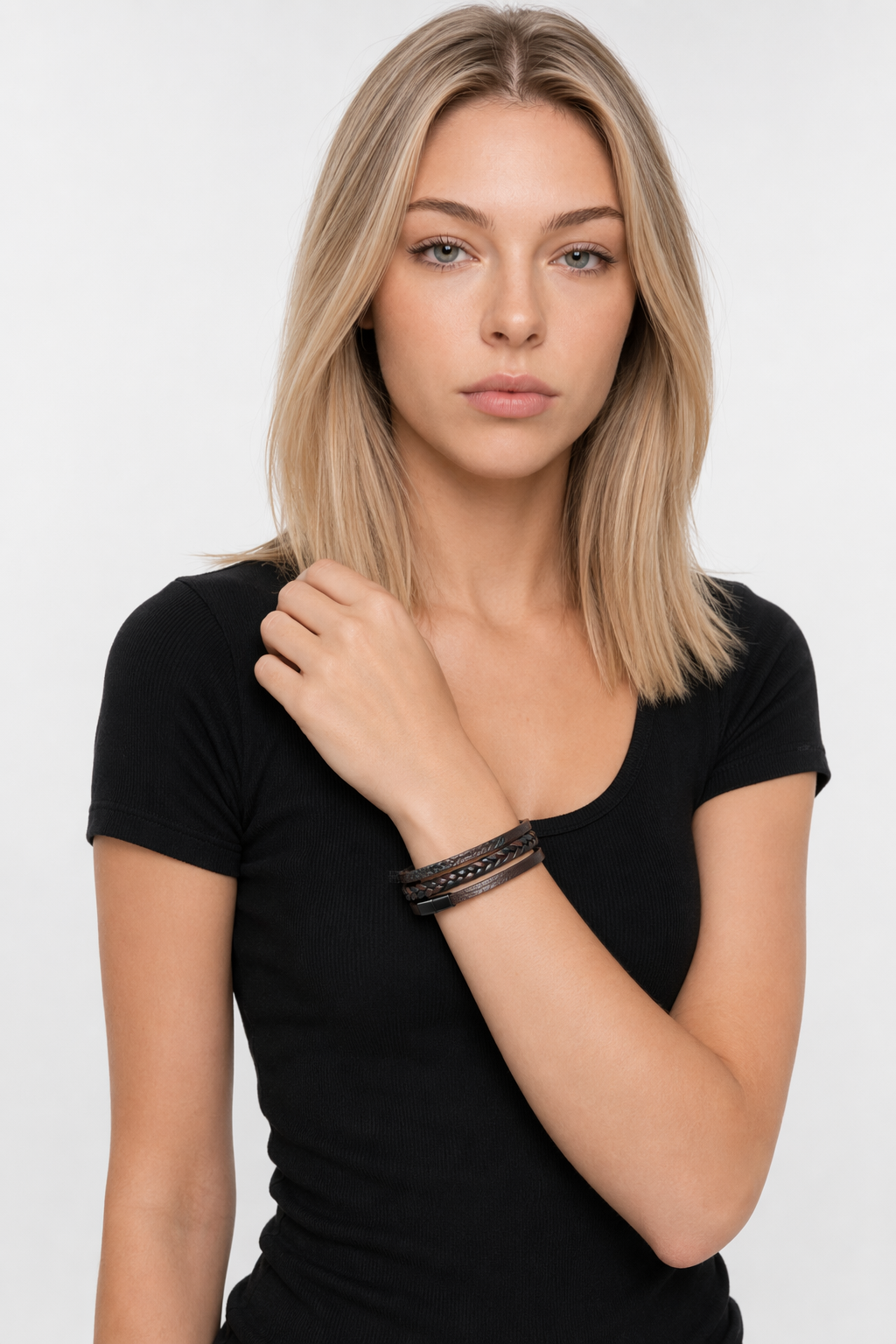 Vegan Leather Bracelet with a Layered Appearance 9